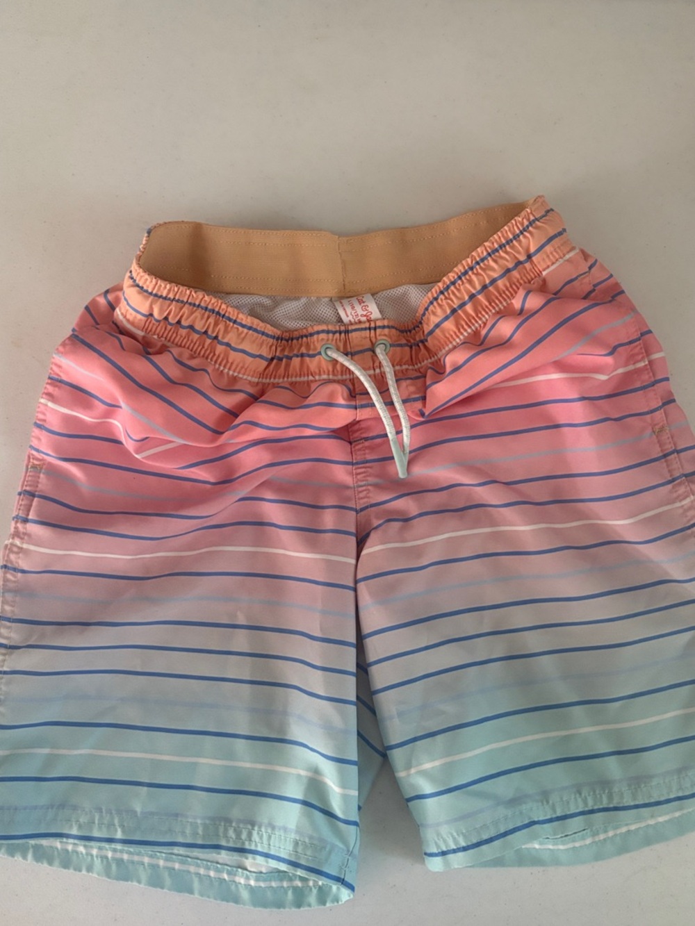 Cat & Jack Boys Gradient Pink to Light Blue Striped Swim Trunks